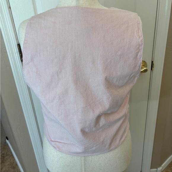 Solutions Cotton Lined Pink Embroderied Floral Retro Grandma Vest Women’s Large - Picture 7 of 10